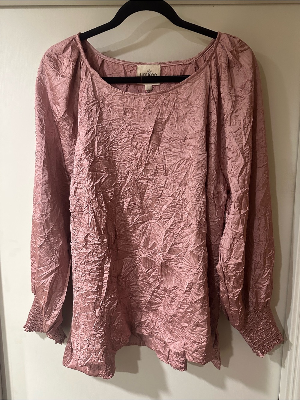 Umgee Mauve Pink Crinkled Long Sleeve Women’s Top